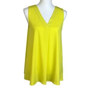 Premise Studio Top Women Small Neon Yellow Office Classic Colorful Blouse
